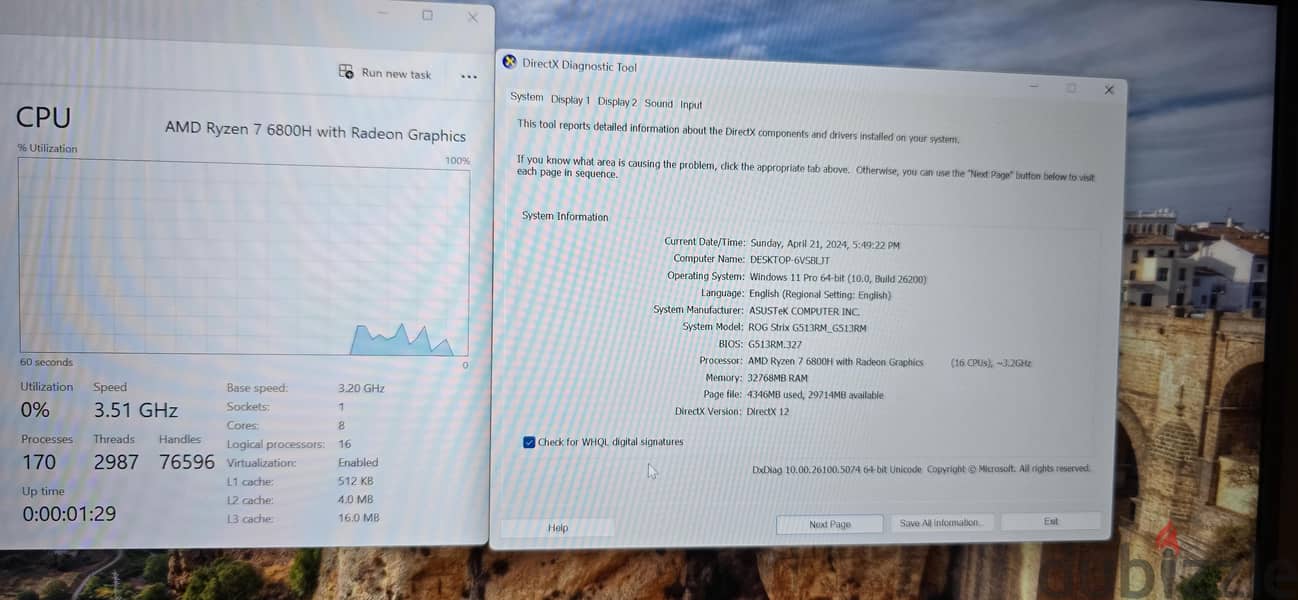 ASUS RGO STRIX G513 RAM 32G 7