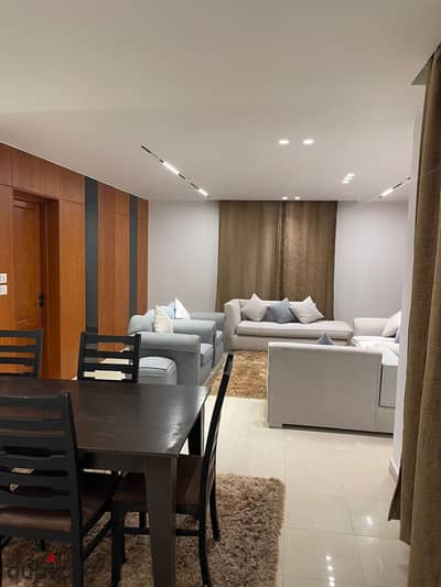 Furnished 266 sqm apartment for rent in Madinaty (B1); features "Super Lux" finishing and a view of the club.