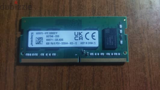 للبيع رامة لابتوب كينجستون أصليه - 8GB DDR4 3200MHz - كسر زيرو