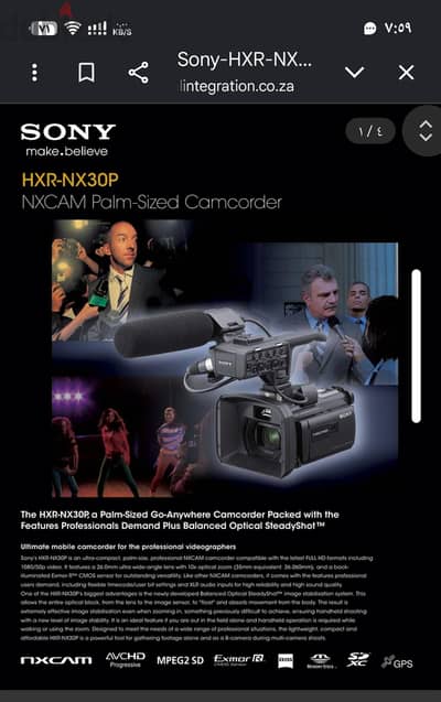 أقوي سوني هاند كام احترافيه Sony HXR-NX30p NXCAM AVCHD