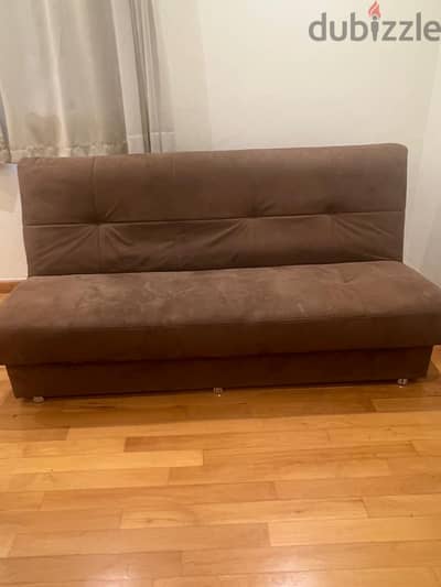 كنبة سرير 3 مقاعد شامواه بني تفتح سرير كامل - Sofa Bed New Cairo