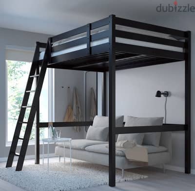 سرير علوي ايكيا خشب 140x200 بسلم - IKEA STORA Loft Bed Double