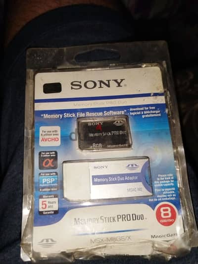 كارت ذاكرة سوني أصلي 8 جيجا Sony Memory Stick PRO Duo جديد متبرشم