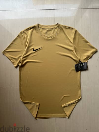 Nike Dri-Fit T-Shirt-Mustard Yellow Solid Short Sleeve