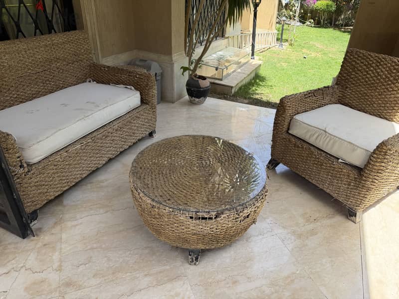 Bamboo set sofa and chair and table 2
