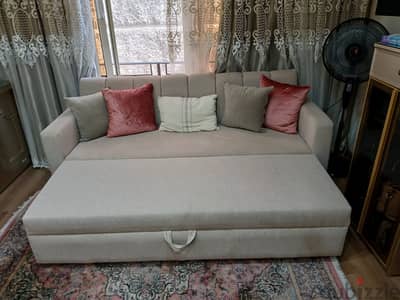 كنبة سرير مودرن بيج كالجديدة | Modern Beige Sofa Bed