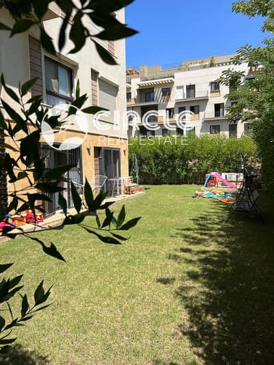 Spacious 189 sqm 3-bedroom apartment with a 230 sqm private garden, kitchen, and ACs for rent in Eastown (SODIC), New Cairo.