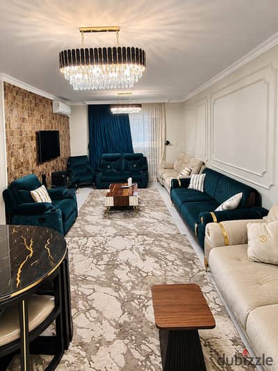 Furnished apartment for rent in Madinaty, B6, ground floor with a private garden.