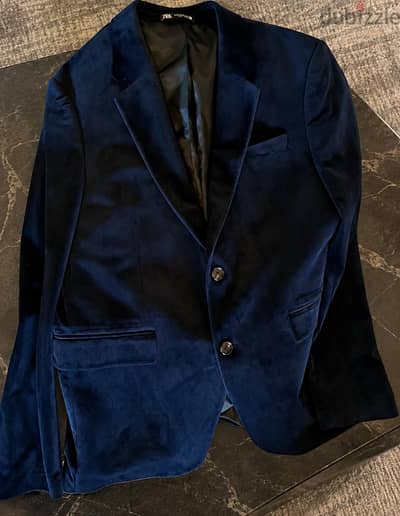 Zara Navy blue Velvet Blazar بليزر قطيفة زارا جديد