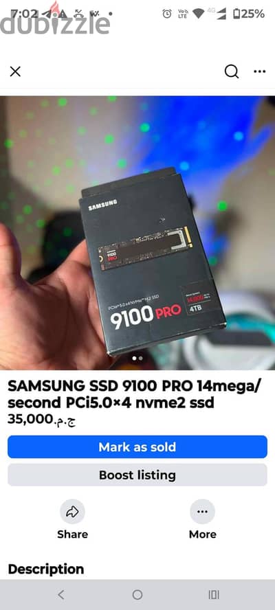 SAMSUNG 9100 PRO 4T. B nvme2 14800mb/s جديد متبرشم