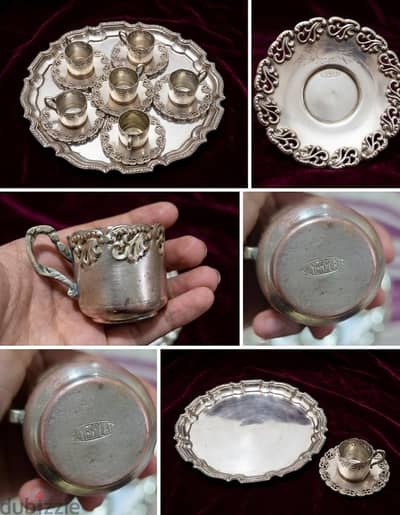 طقم قهوة أنتيـك مطلي بالفضة (Silver-Plated)