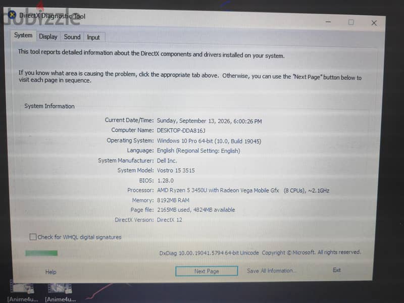 للبيع لابتوب Dell Vostro 3