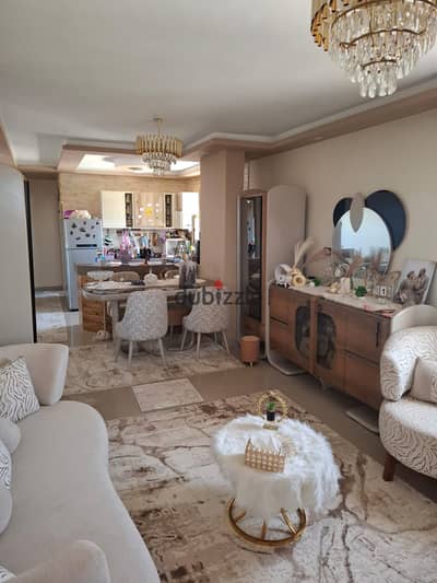 120 m apartment for annual rent, modern, family or newlyweds, super lux finishing, includes all facilities, water, electricity, and elevator, 3 bedrooms, reception room with two pieces, kitchen, bathroom, 11th floor, Alexandria, Al-Ajami, kilo 21, on the beach of Al-Nakhil, in a very distinguished location