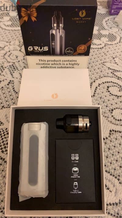 Kit Lost Vape - Grus (100W) - كيت لوست ڤيب "جروس" فضي كاربون فايب