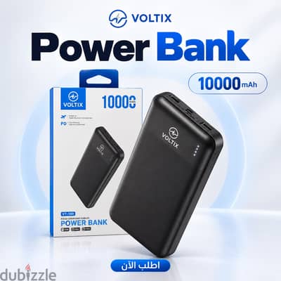 باور بانك VOLTIX VT-100 سعة 10000mAh – أسود ا