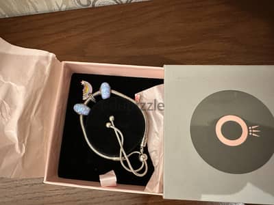 Original pandora bracelet with 3 charms, with original box