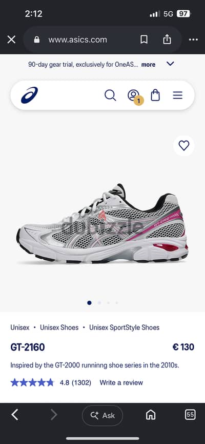 Asics gt 2160 new original
