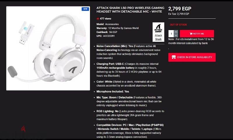 ATTACK SHARK L50 PRO WIRELESS - WHITE 1