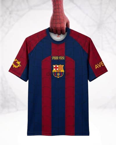 تيشيرت برشلونه بتصميم سبايدر مان