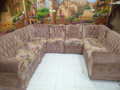 ركن سبع قطع تنجيد ثابت خشب كونتر