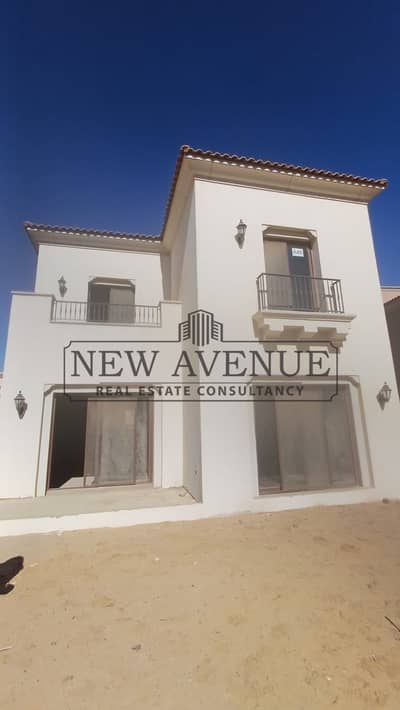 Under market price standalone villa ready to move at city gate Qatari Diar fifth settlement north oriented very prime location direct on landscape