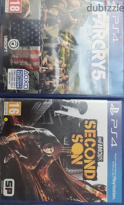 لعبتين PS4 بحاله زيرو (Infamous تدعم العربي + Far Cry5 إنجليزي)