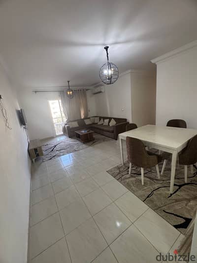 Furnished apartment for rent in Madinaty B10 3 bedrooms 2 bathrooms reception kitchen fully air-conditioned furnished and equipped for living Wi-Fi next to services immediate delivery the required amount is 25,000 Egyptian pounds per month