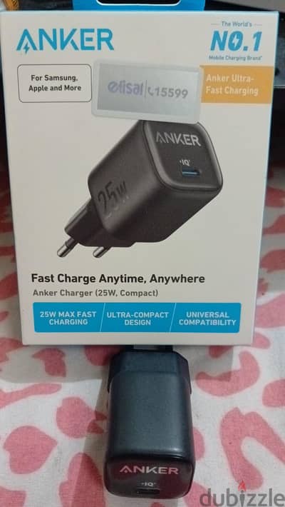 شاحن أنكر سريع 25 واط أصلي – Anker Charger (25W, Compact)