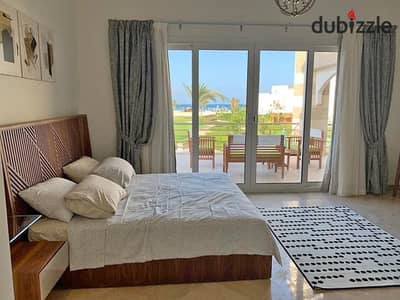 شاليه متشطب بالكامل للبيع بالتقسيط في منتجع بلو بلو العين السخنه بخصم 40% . chalet sea view for sale Blue Blue Resort, Ain Sokhna