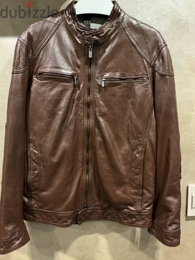 Massimo Dutti Leather Jacket Men’s Brown Jacket Size: L