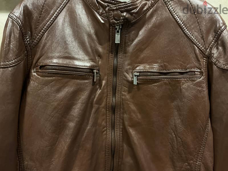 Massimo Dutti Leather Jacket Men’s Brown Jacket Size: L 1