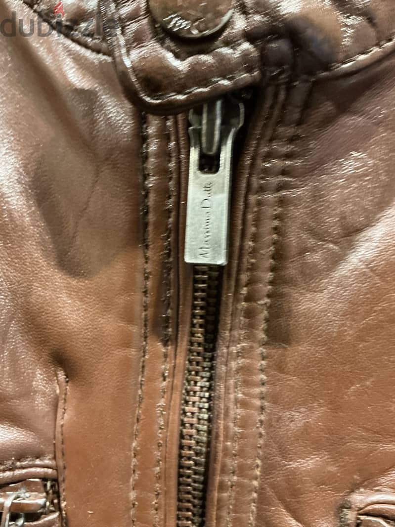 Massimo Dutti Leather Jacket Men’s Brown Jacket Size: L 4