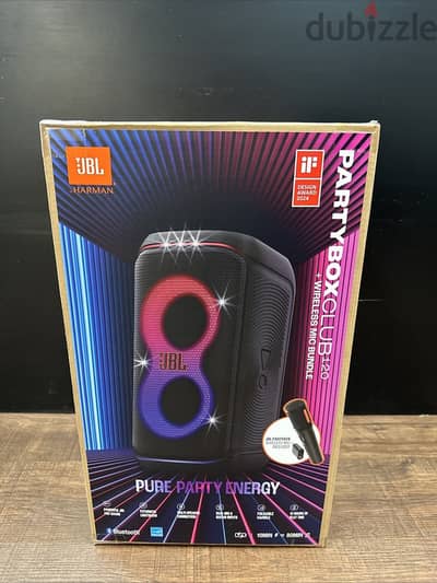 للبيع Jbl Party box 120  ومعاها مايك Jbl هديه بحاله الزيرو بضمان