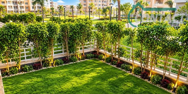 Madinaty 189 sqm apartment with a 50 sqm private garden overlooking the largest wide garden in the phase