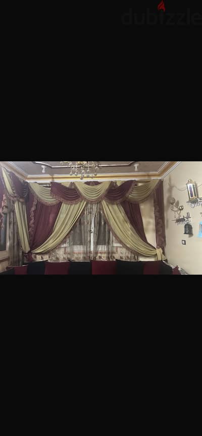 طقم ستاير صاله ٢قطعه شيفون نبيتي ف بيج ٤متر و ٢متر-طناح