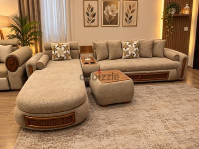 ركنه  مودرن  فخمه خشب زان احمر بالكامل  بسعرالمصنع  Modern corner sofa