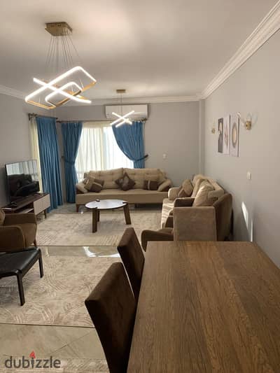 140 m furnished apartment for rent in Dar Misr Al-Qarnifl in front of Al-Rehab