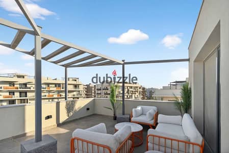 Luxury Rooftop Studio for rent in V Residence (Villette). Fully furnished hotel-style, includes utilities, Wi-Fi, weekly housekeeping & gym. EGP 93.5k