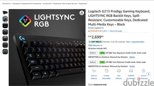 Logitech G213 Prodigy Gaming Keyboard