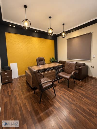 Furnished 150 sqm administrative office for rent in West Arabella, Fifth Settlement – ​​Strategically located.