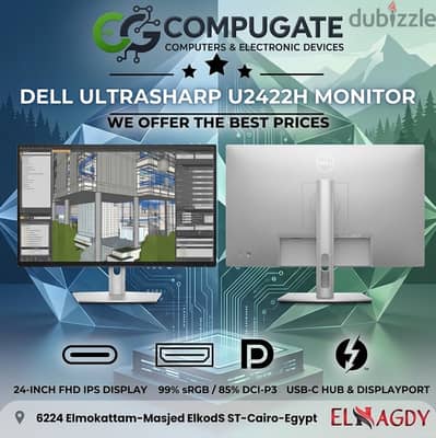 شاشة DELL U2422H مقاس 24 بوصة، بدقة Full HD،