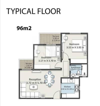 Apartment overlooking the sea inside a compound in Fifth Settlement next to Patio Oro