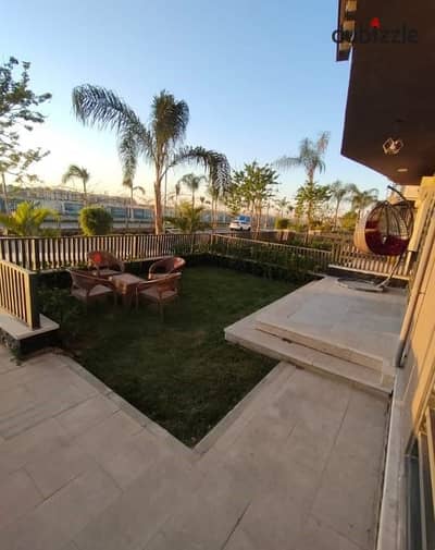 Furnished 85m² apartment with a 45m² garden for rent in Privado, Madinaty; super-lux finishes.
