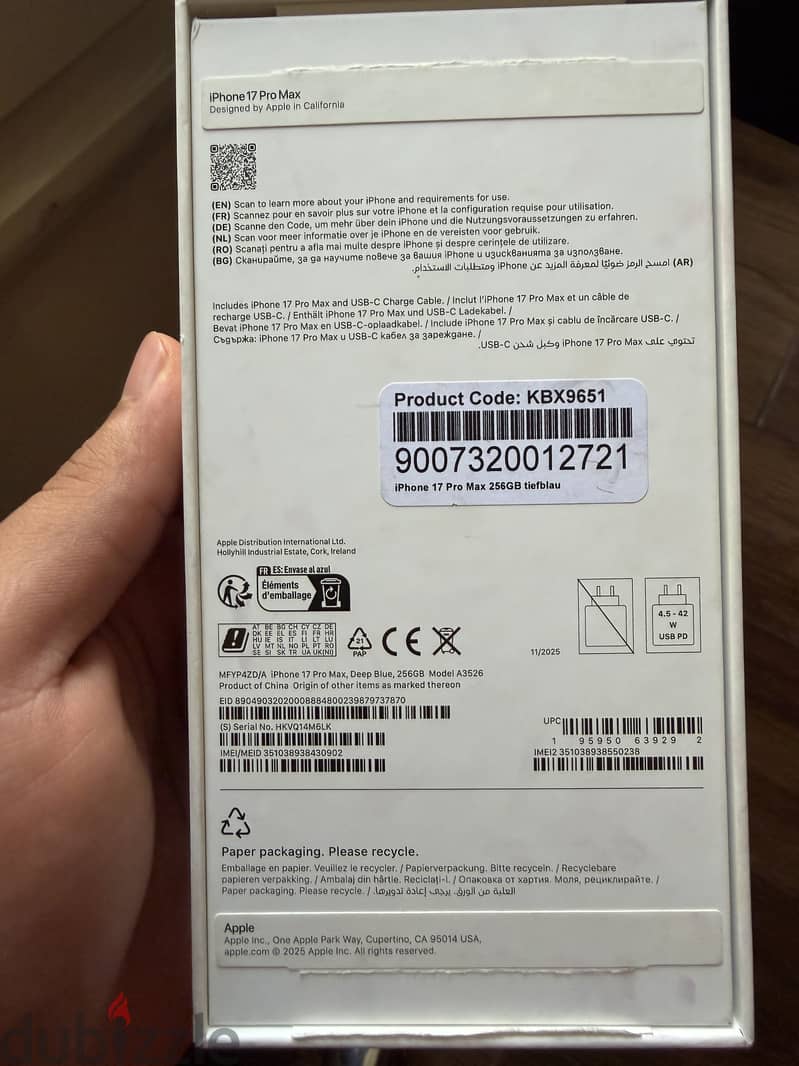 iPhone 17 Pro Max 256GB Deep Blue – 100% Battery 2
