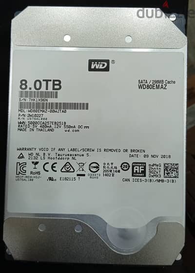 8TB WD Used 100% هارد 8 تيرا ويسترن ديجيتال استيراد خارج استخدام خفيف