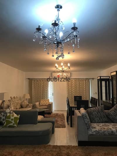 Furnished apartment with wide garden view for rent in Al Rehab City 2