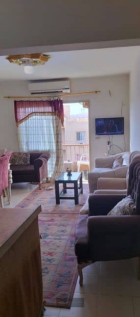 Fully furnished 70m² apartment for rent in the heart of Sheikh Zayed (Al-Mustaqbal Buildings), just minutes from Arkan Plaza.