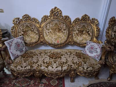 صالون صافيناز مدهب كلاسيك- خشب زان -٦ قطع
