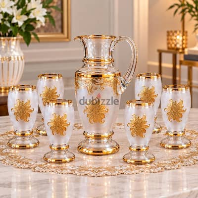 طقم كاسات كريستال بوهيمي تشيكي Golden plated