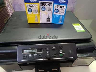 طابعة برازر brother t300 مع طقم احبار اصلي  عداد المكنه ١٤٢٠ ورقه